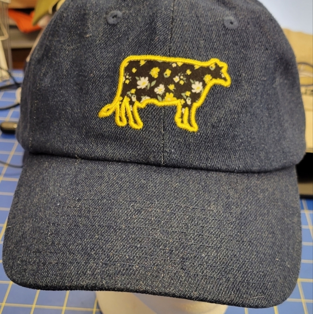 Tractor Supply Dark Denim Blue w Cow Patch Adjustable Cap Hat NWT